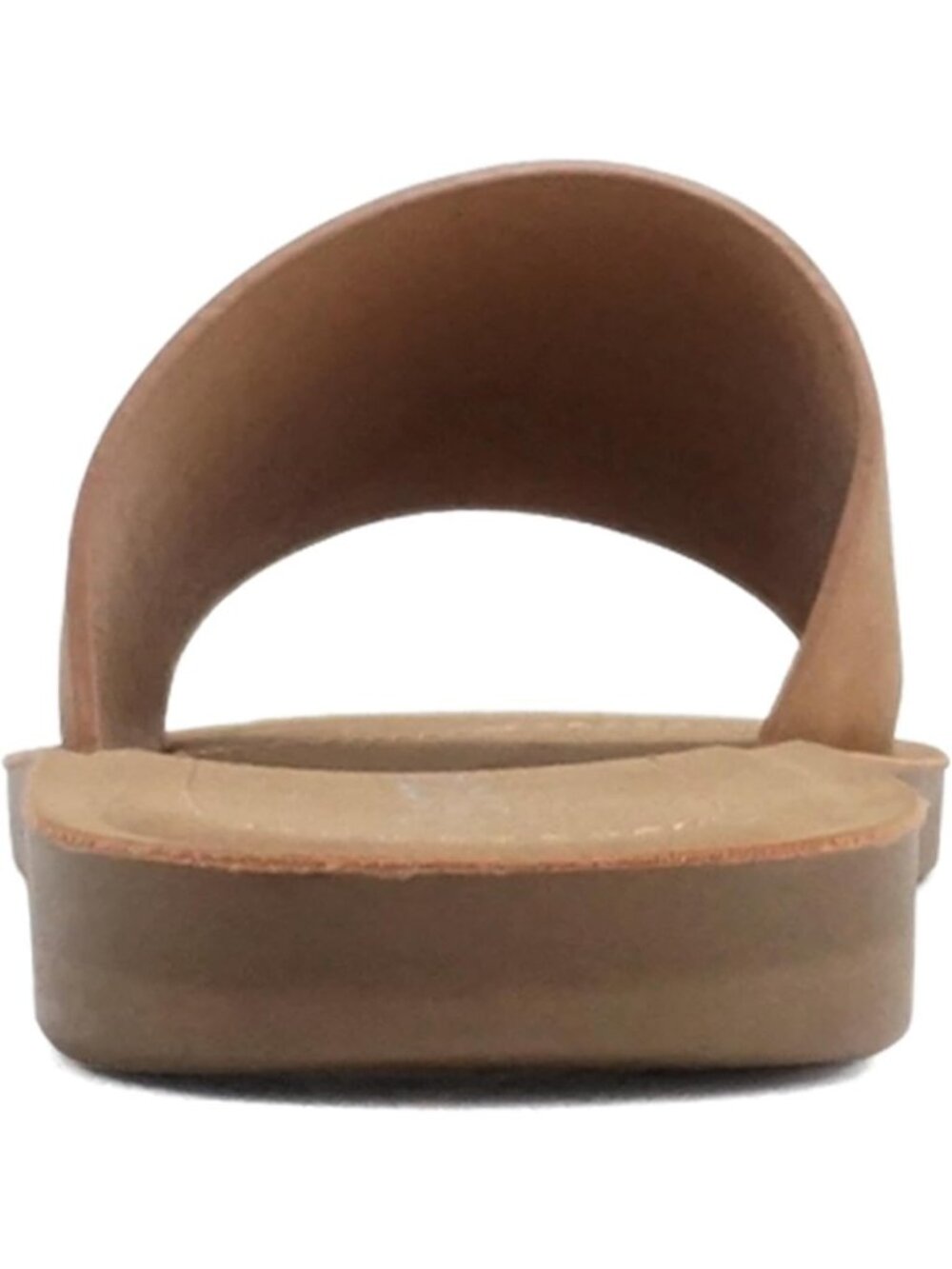 Women's Tan Peep Toe Beach Basic Plain Solid Slip On Slides Casual Slipper Shoes - Picture 3 of 6